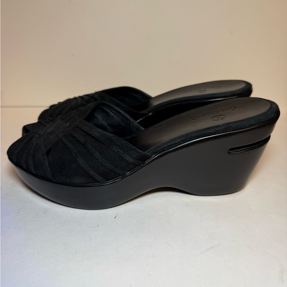 Cole Haan Nike Air Black Wedge Sandals (Heel, Leather Uppers, Round toe) size 8 - Picture 3 of 12